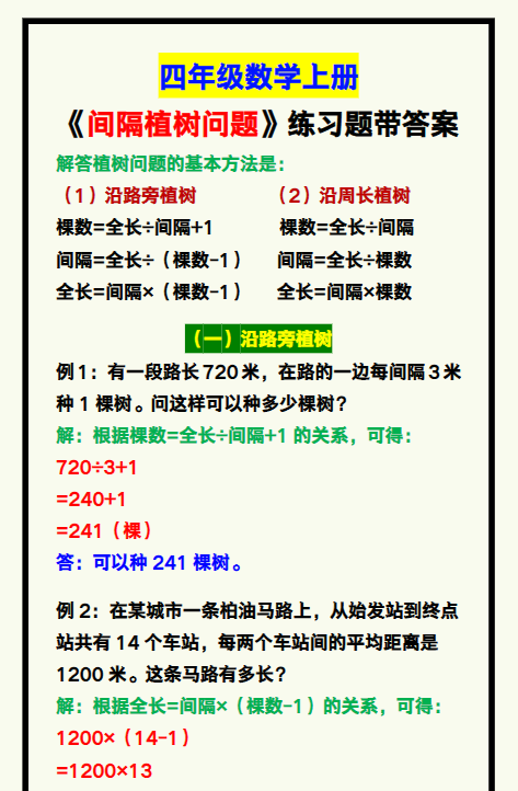 111份！植树问题最新整理持续更新版-高清完整-开学吧