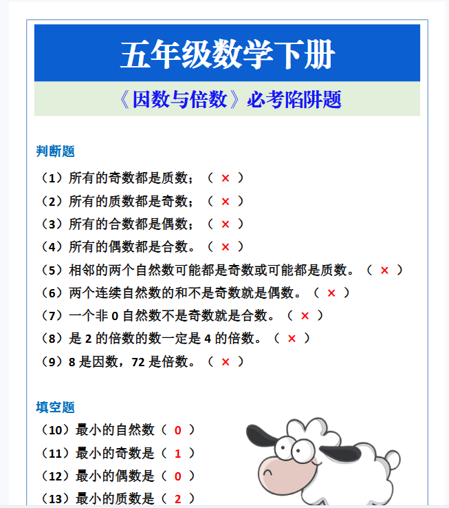 20份！因数倍数最新整理持续更新版-高清完整-开学吧