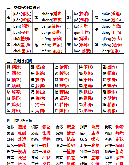 【新版】六年级上册语文期中1-4单元考点通关练习-开学吧