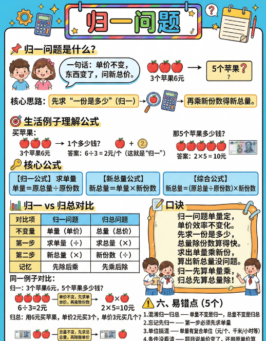 【2026春】归一问题其实就先除后乘高彩版-小初高学习资料下载_真题试卷 - 开学吧资料库