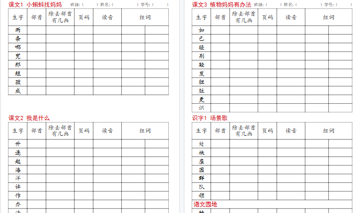 【高清15页整理】新二上语文同步部首查字法专项练习-开学吧