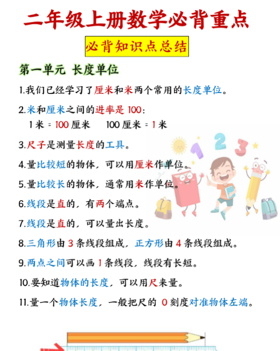 二年级上册数学公式-开学吧