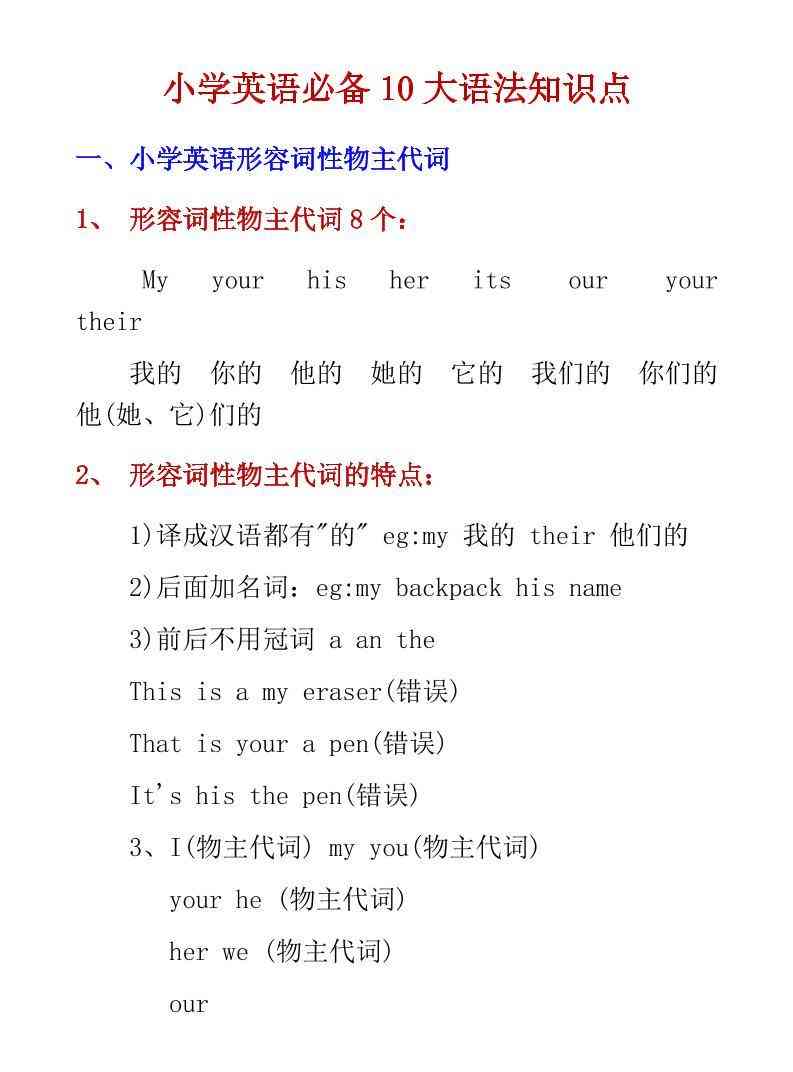 六年级下英语小学必备10大语法知识点-小初高学习资料下载_真题试卷 - 开学吧资料库