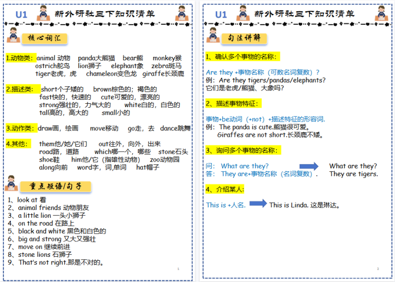 26春三下册英语：外研版英语知识点清单12页【高清完整版】-小初高学习资料下载_真题试卷 - 开学吧资料库