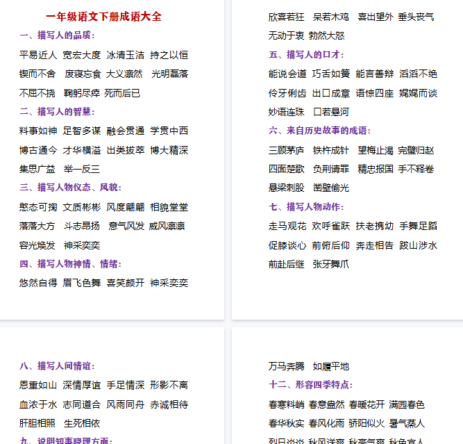 【19页完整版】必须掌握的成语分类大全【高清直接可打印】-开学吧