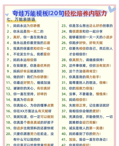 【新版】夸娃万能模式120句轻松培养内驱力【高清无水印】-开学吧