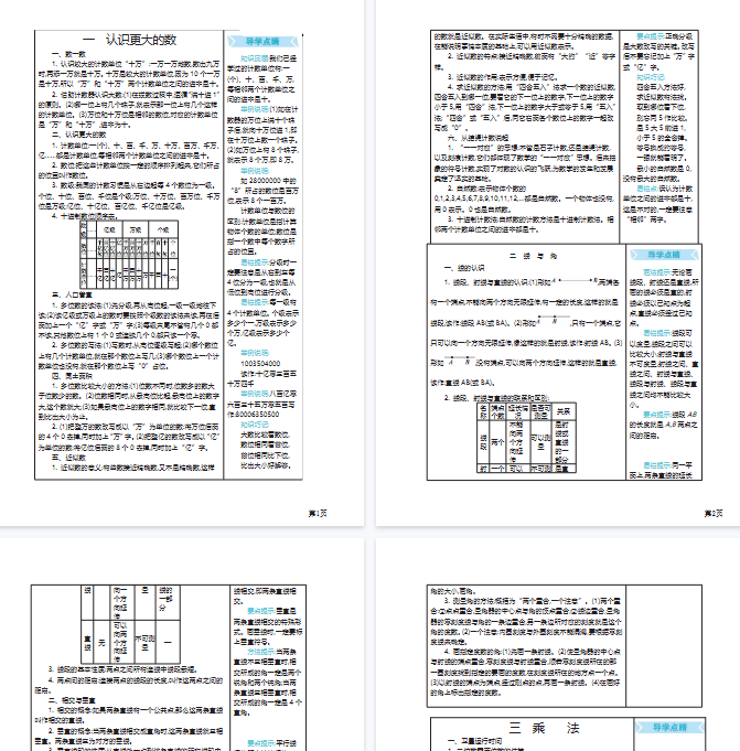 【13页完整版】四（上）数学（北师大）知识要点-开学吧