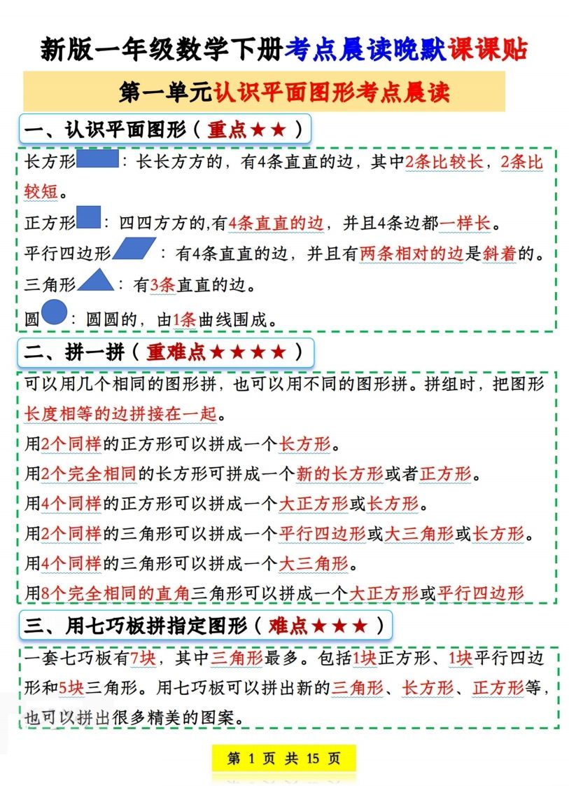 一下数学《晨读晚默课课贴》-小初高学习资料下载_真题试卷 - 开学吧资料库
