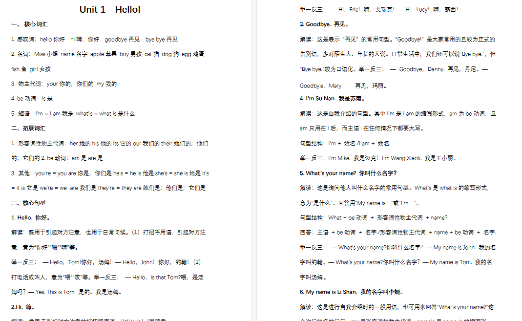 【19页高清完整版】三年级英语上册陕旅版Unit+1-8+知识清单-小初高学习资料下载_真题试卷 - 开学吧资料库