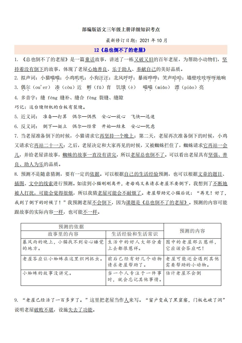 三（上）语文第4单元自编知识点-小初高学习资料下载_真题试卷 - 开学吧资料库