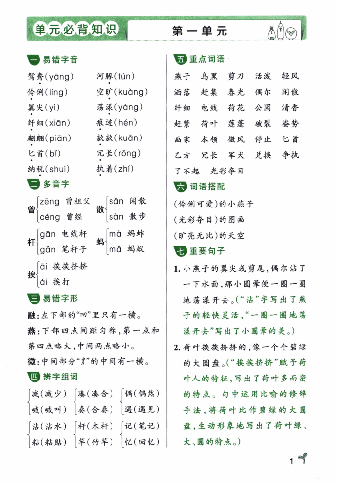 26春语文3下单元必备知识-小初高学习资料下载_真题试卷 - 开学吧资料库
