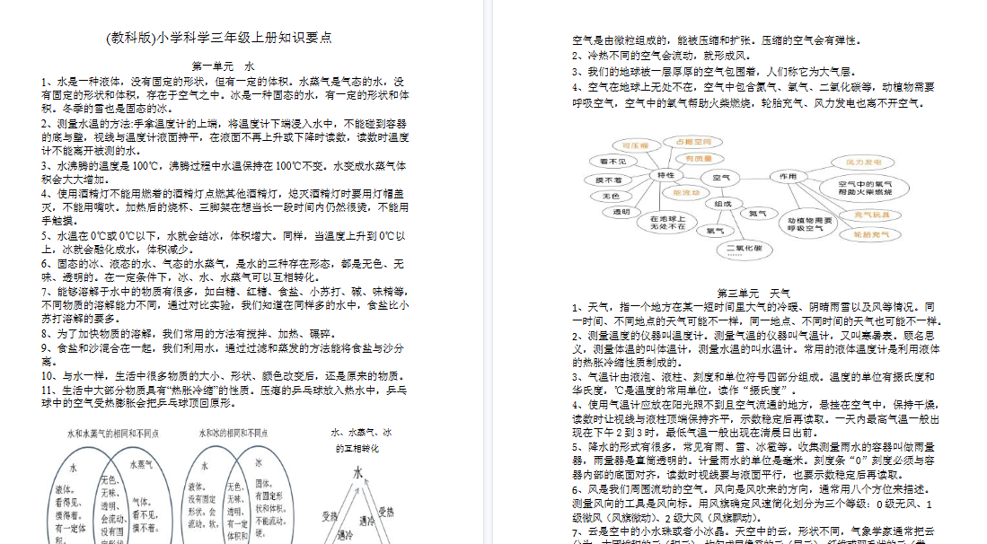 【2页高清完整版】三(上)教科版科学全册复习知识点-小初高学习资料下载_真题试卷 - 开学吧资料库