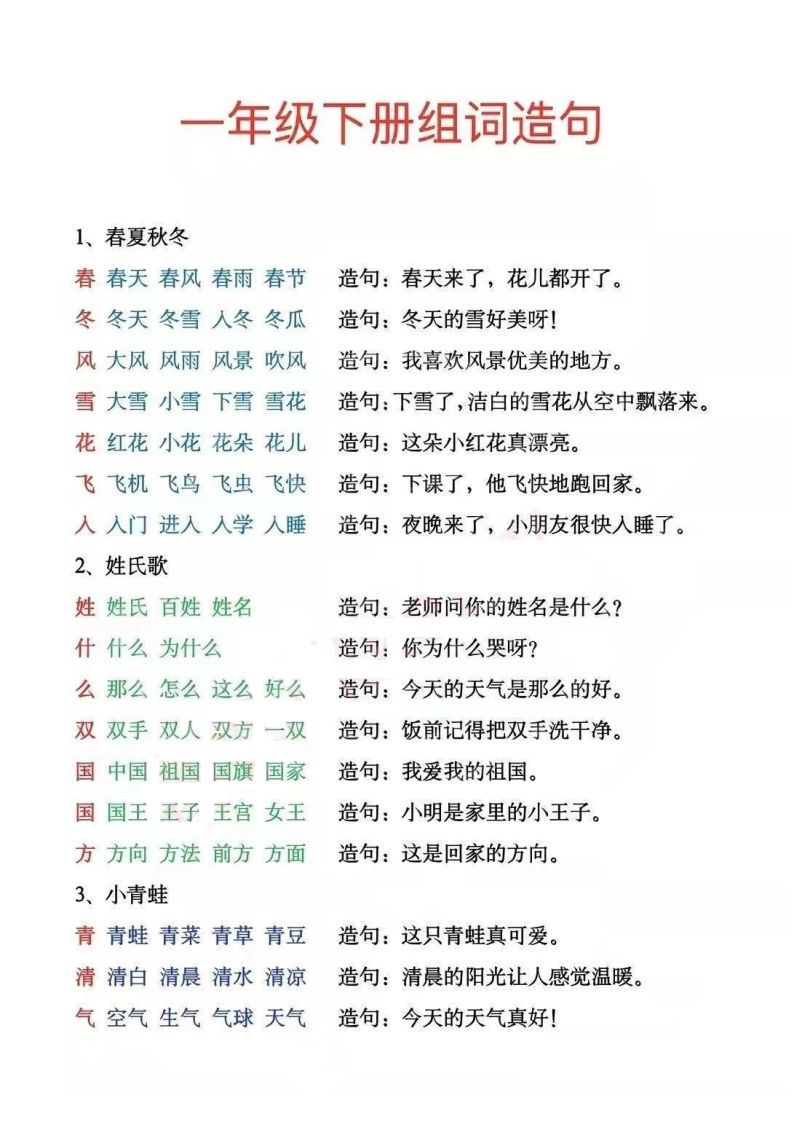 一年级下册生字组词造句阅读本_去水印-小初高学习资料下载_真题试卷 - 开学吧资料库
