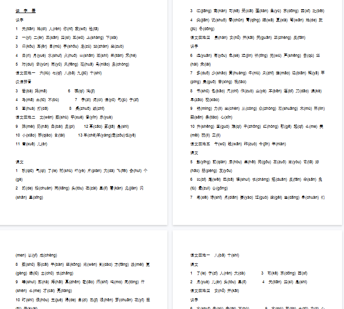 【4页完整版】生字表(注音) 【高清直接可打印】-开学吧
