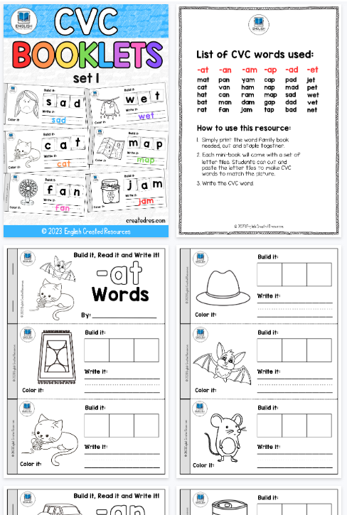 【16页高清彩色版】CVC-Booklets-Set-One 【完整可直接打印】拼读单词练习纸-开学吧