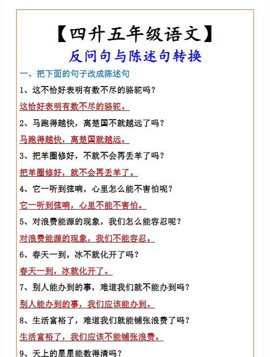 33份！陈述句最新整理持续更新版-高清完整-开学吧