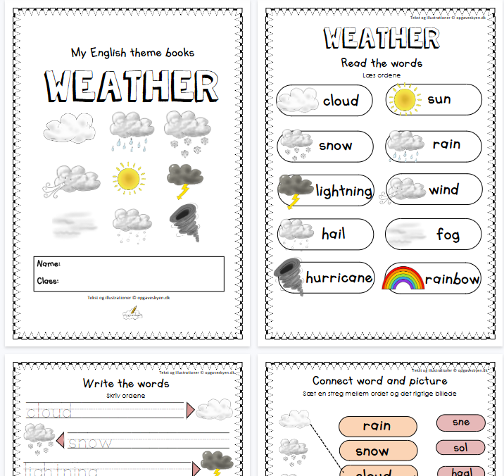 【8页高清彩色版】weather【完整可直接打印】认知主题词汇练习纸-开学吧