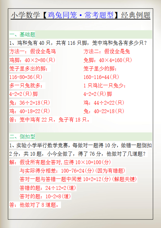 158份！鸡兔同笼最新整理持续更新版-高清完整-开学吧
