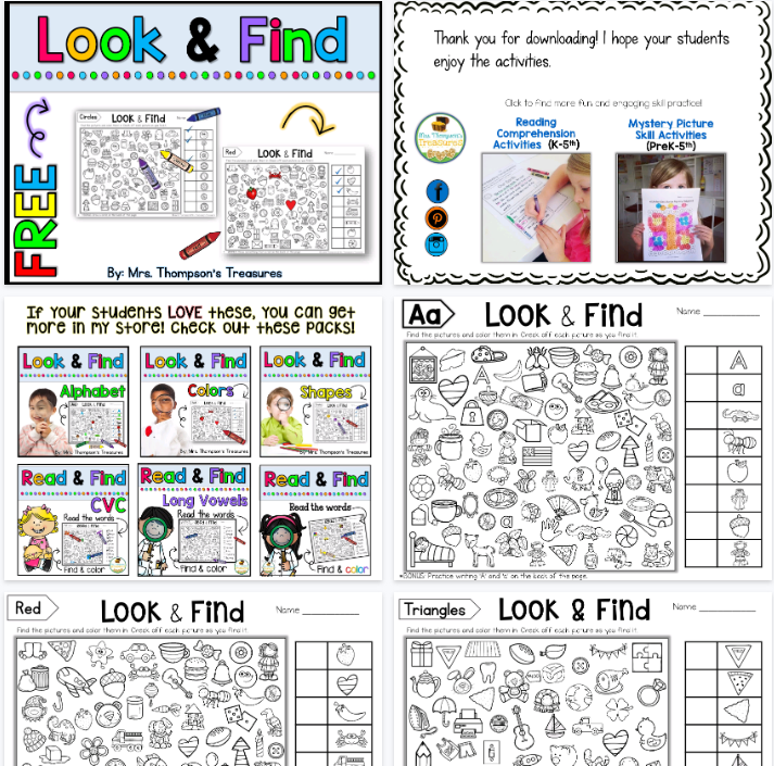 【16页高清彩色版】FreeHiddenPictureActivities【完整可直接打印】英文专注力练习纸-开学吧