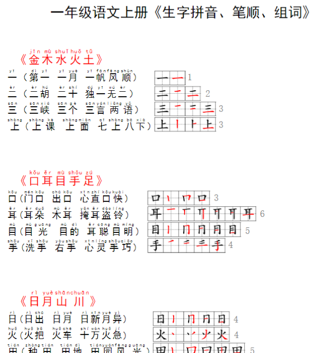 一年级语文上册课课贴-开学吧
