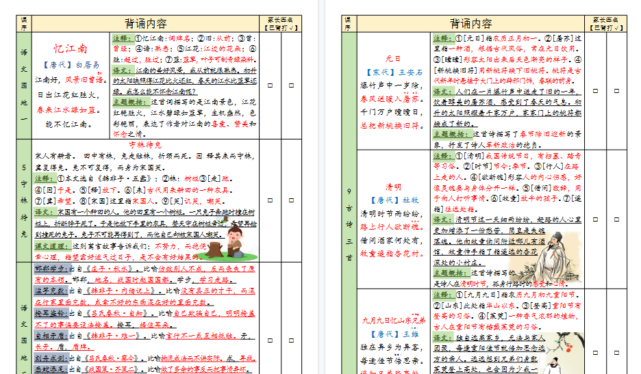 【14页高清完整版】三（下）语文 寒假背诵默写表(含空表)-小初高学习资料下载_真题试卷 - 开学吧资料库