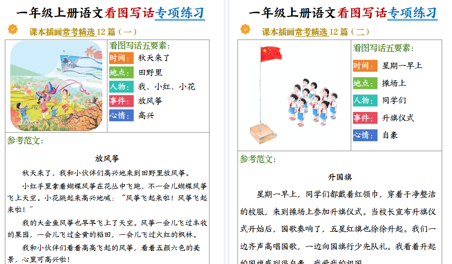 新一上语文看图写话专项练习常考精选期末12篇（含范文24页）-小初高学习资料下载_真题试卷 - 开学吧资料库