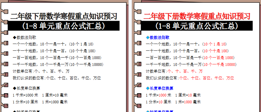 【2026寒假2页】二年级下册数学寒假重点知识预习(1-8单元重点公式汇总)-小初高学习资料下载_真题试卷 - 开学吧资料库
