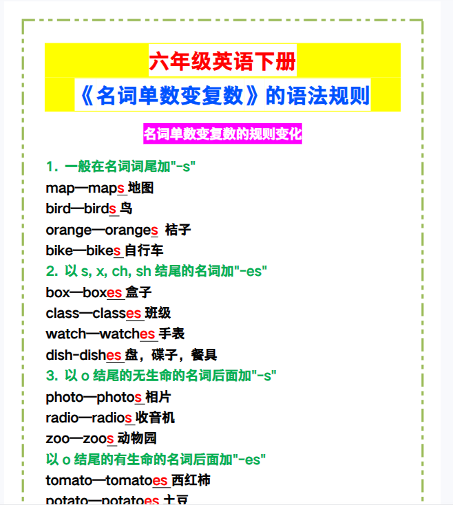 10份！单数复数最新整理持续更新版-高清完整-开学吧
