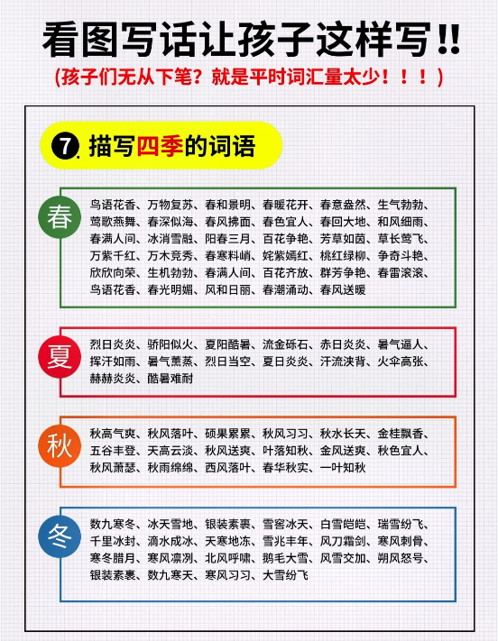 看图写话词汇量汇总【高清完整版】-开学吧