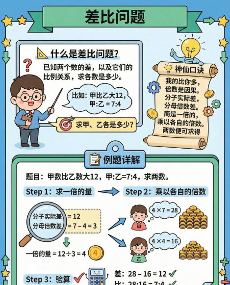 【2026春】差比问题1句口诀高彩版-小初高学习资料下载_真题试卷 - 开学吧资料库