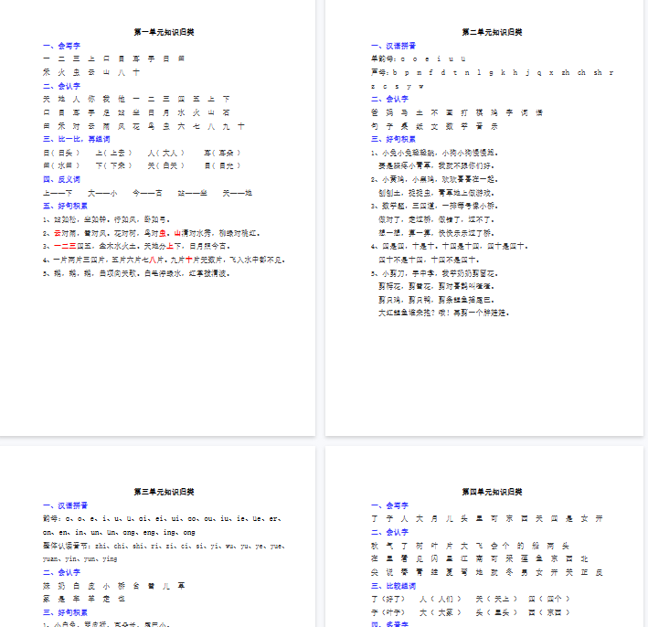 【9页完整版】全册单元知识点归类汇总【高清直接可打印】-开学吧