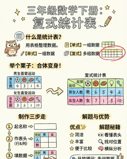 【2026春新版】三年级下册复式统计表【高彩板】-小初高学习资料下载_真题试卷 - 开学吧资料库