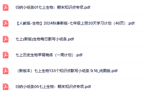 【初中七上生物精品小纸条】【高清无水印版本】-开学吧