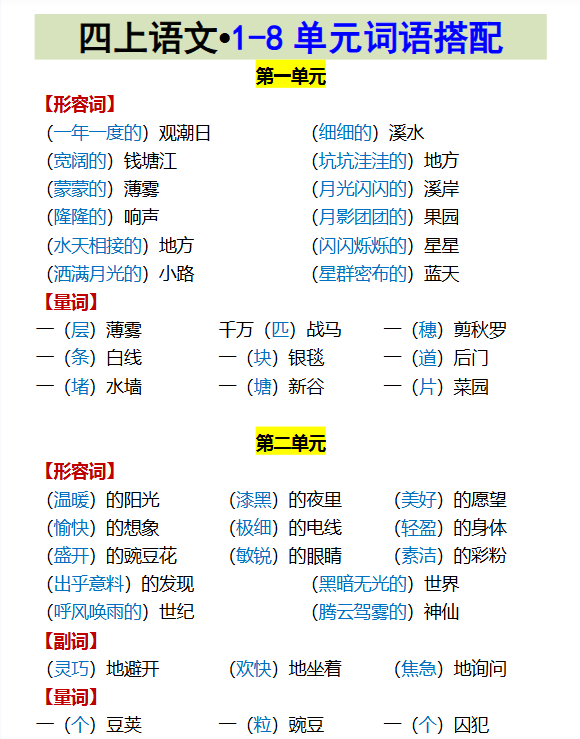 139份！词语搭配最新整理持续更新版-高清完整-开学吧