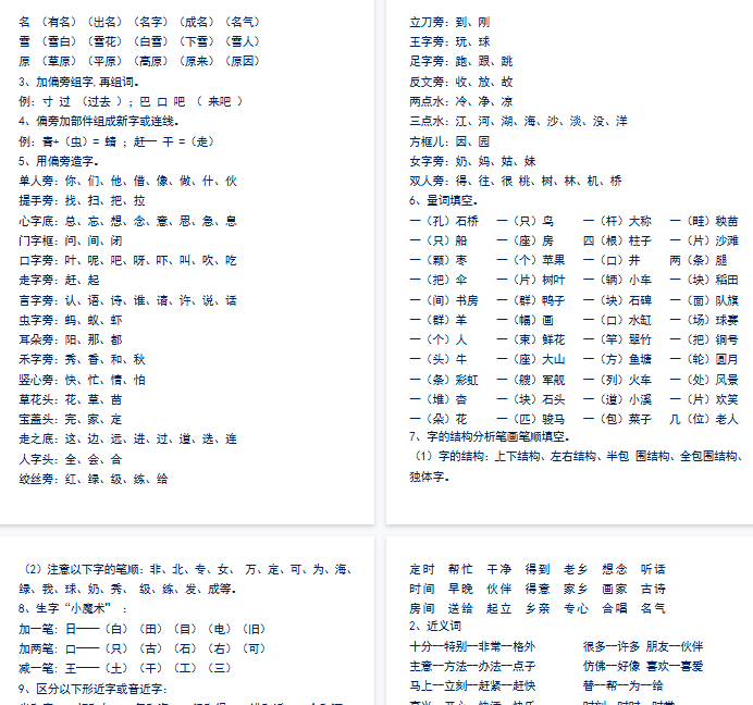【8页完整版】一年级语文上册考试重点字.字母.字词.词语知识点汇总-开学吧