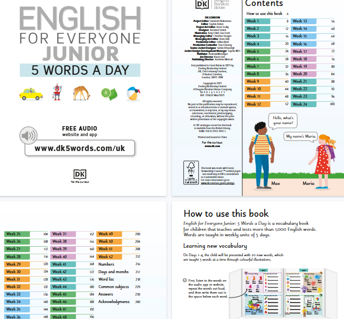 【240页高清彩色版】English-For-Everyone-Junior-5-Words-A-Day【完整可直接打印】DK高品质练习册-开学吧