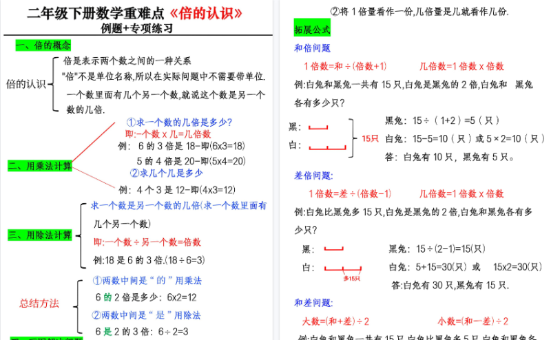 【2026春14页完整版】二年下册《倍的认识》例题-小初高学习资料下载_真题试卷 - 开学吧资料库